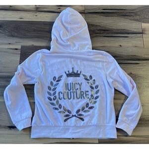 Y2K Juicy Couture Zip Up Women's Hoodie Size L Pink Tag Jacket Velour